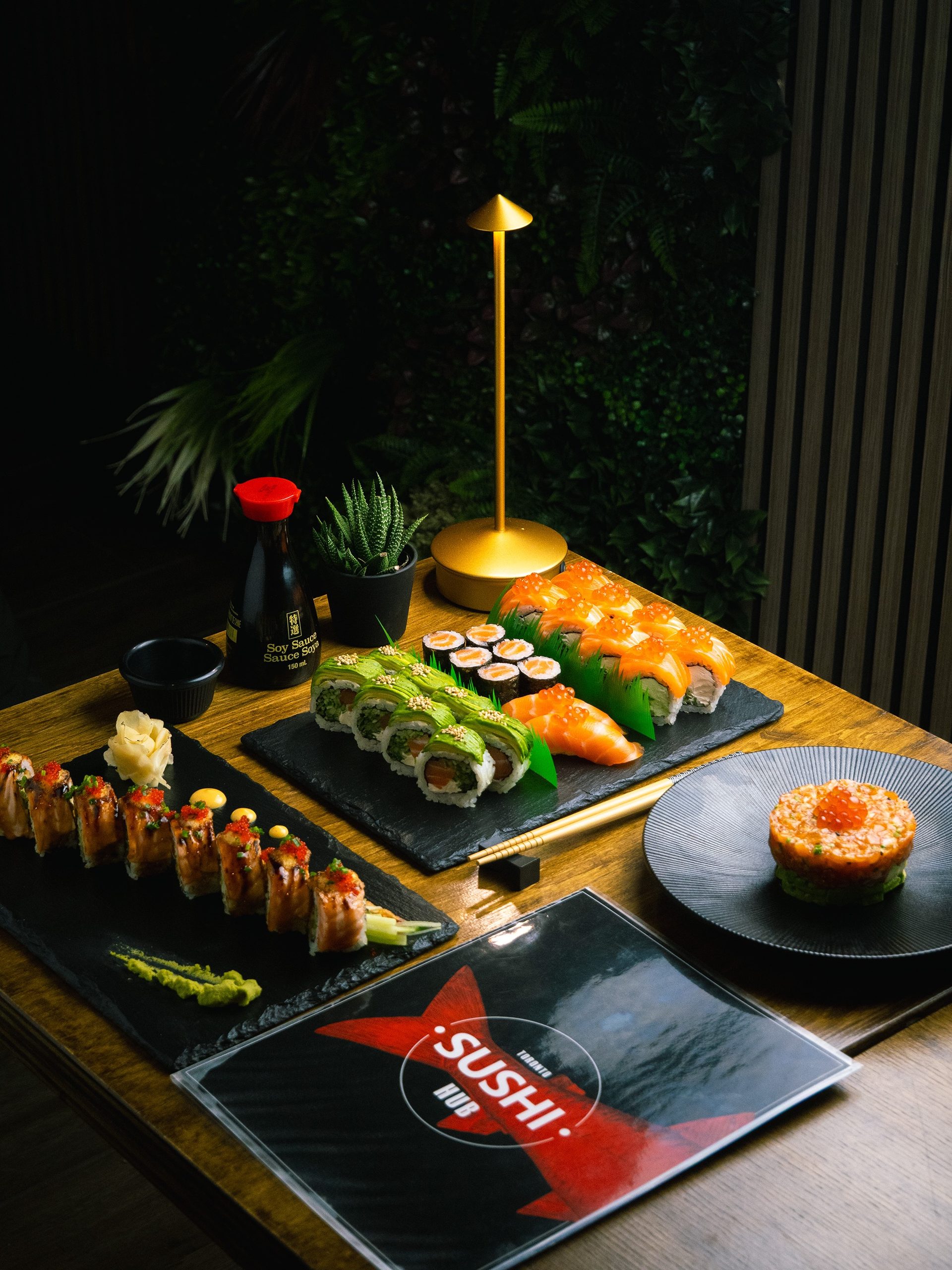 Rolls, sashimi and appetizers